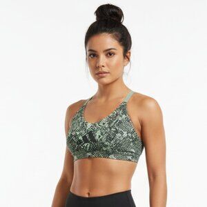 Adidas Green & Black Cropped Padded Sport Athletic Logo Sport Bra M